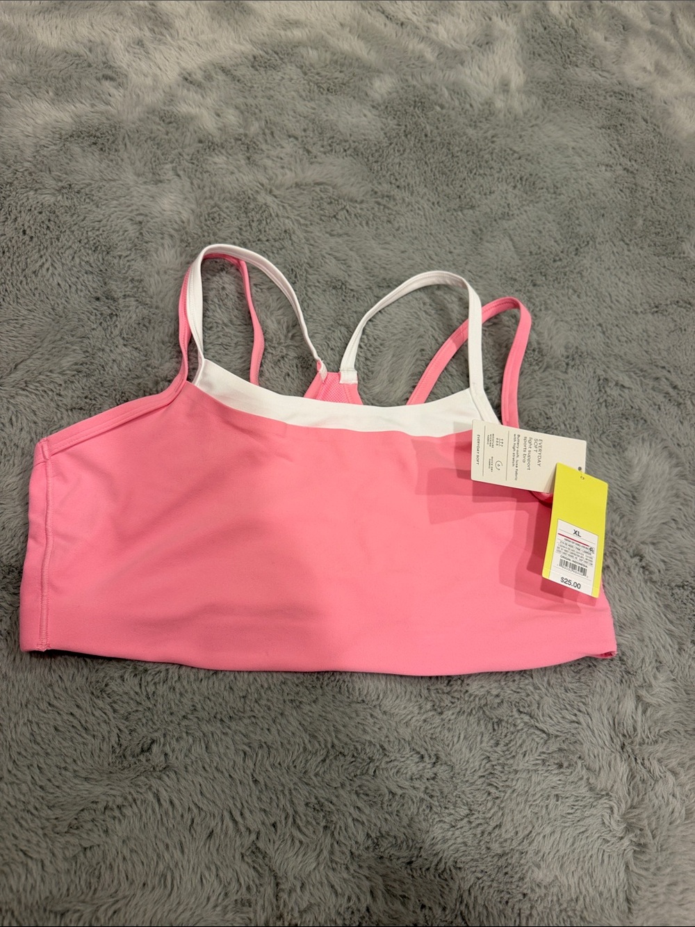 all in motion Pink Crop Sports Bralette with White Trim